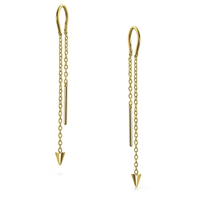 Modern 925 Sterling Silver Spike Long Chain Threader Earrings for Women