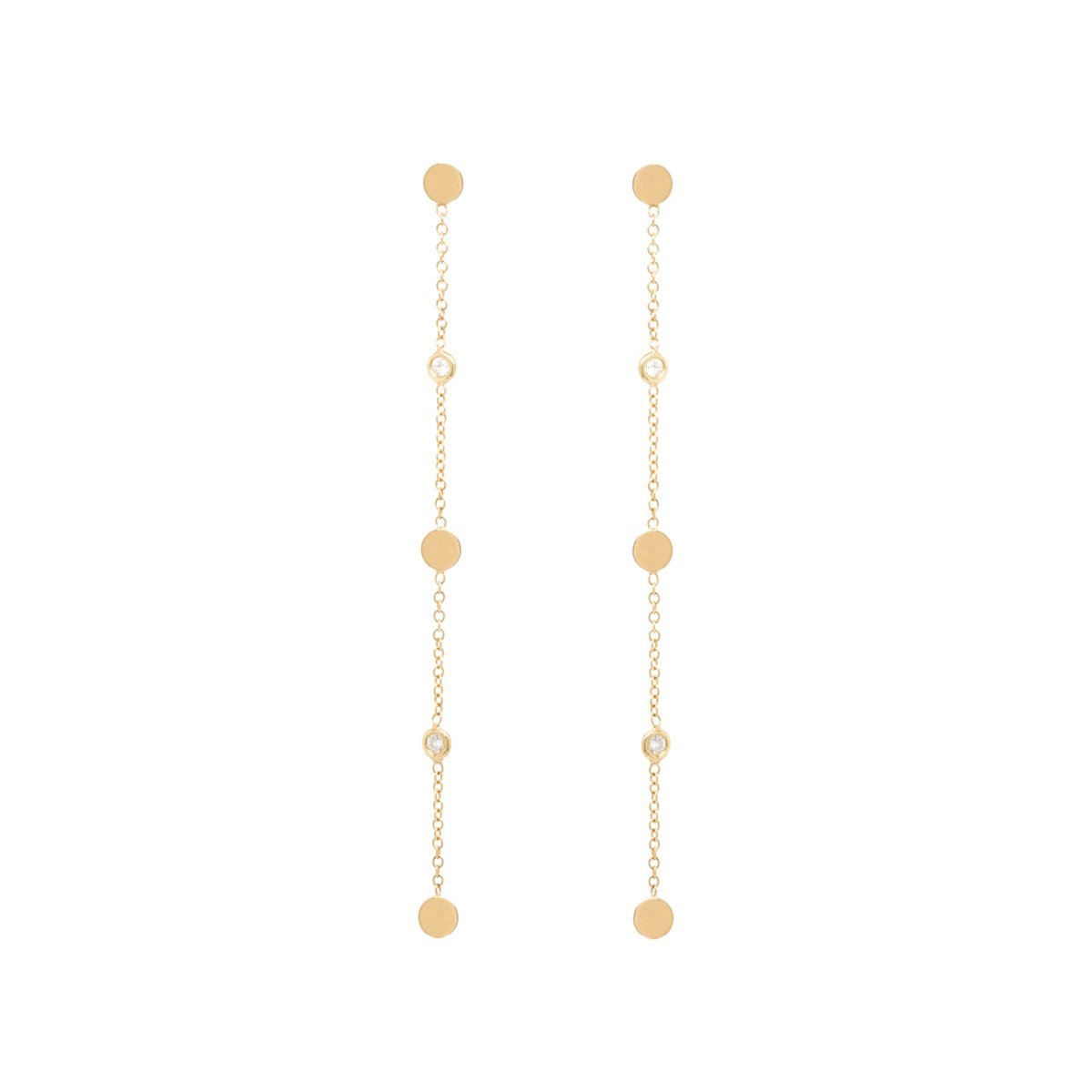 Sterling Silver 3 Itty Bitty Mini Disc and Cuic Zirconia Dangle Drop Earrings