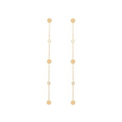 Sterling Silver 3 Itty Bitty Mini Disc and Cuic Zirconia Dangle Drop Earrings