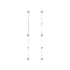 Sterling Silver 3 Itty Bitty Mini Disc and Cuic Zirconia Dangle Drop Earrings