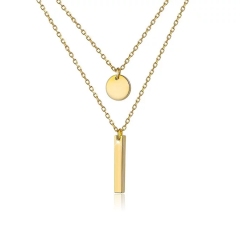 925 SSterling Silver Double Layered Chain Necklace for Lady Women