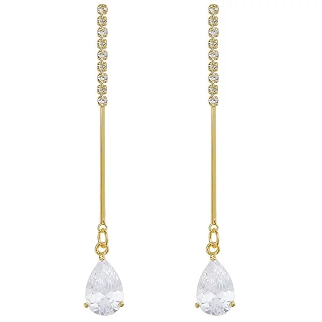Women Fashion Jewelry Crystal Cubic Zircon Bling Dangle Earrings