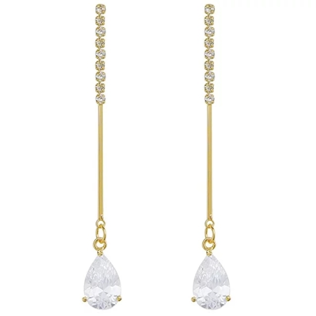 Women Fashion Jewelry Crystal Cubic Zircon Bling Dangle Earrings