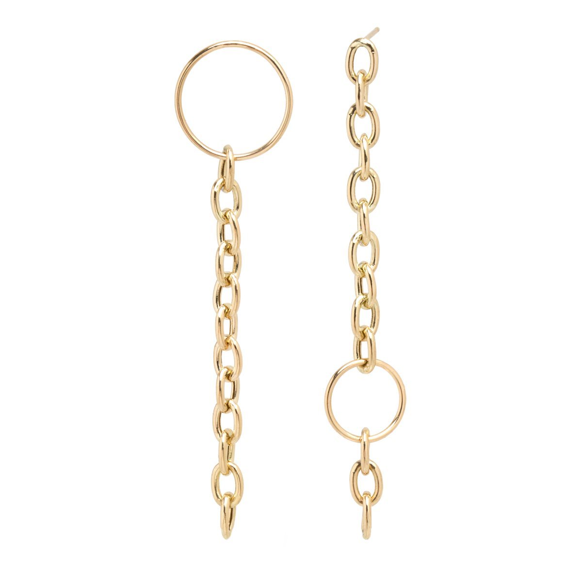 14K Oval Link and Dangling Bezel Cubic Zirconia China Earrings 925 Silver