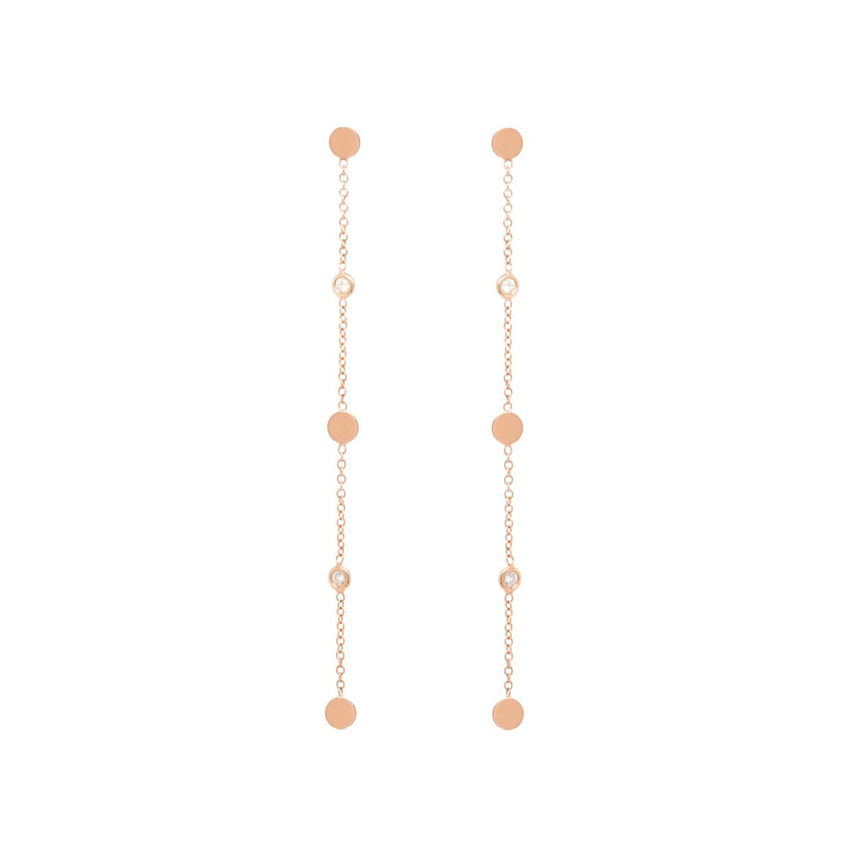 Sterling Silver 3 Itty Bitty Mini Disc and Cuic Zirconia Dangle Drop Earrings