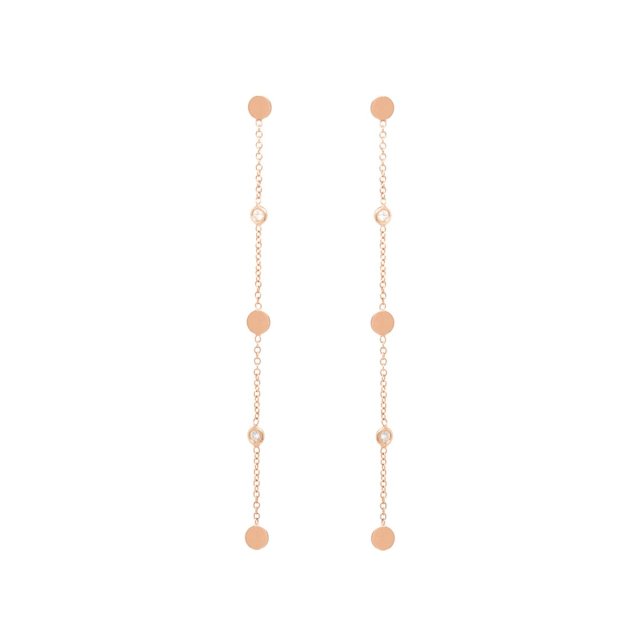 Sterling Silver 3 Itty Bitty Mini Disc and Cuic Zirconia Dangle Drop Earrings