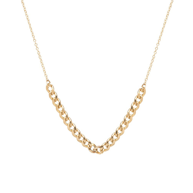 New Arrivals Sterling Silver 14K Gold Medium Curb Chain Station Necklace