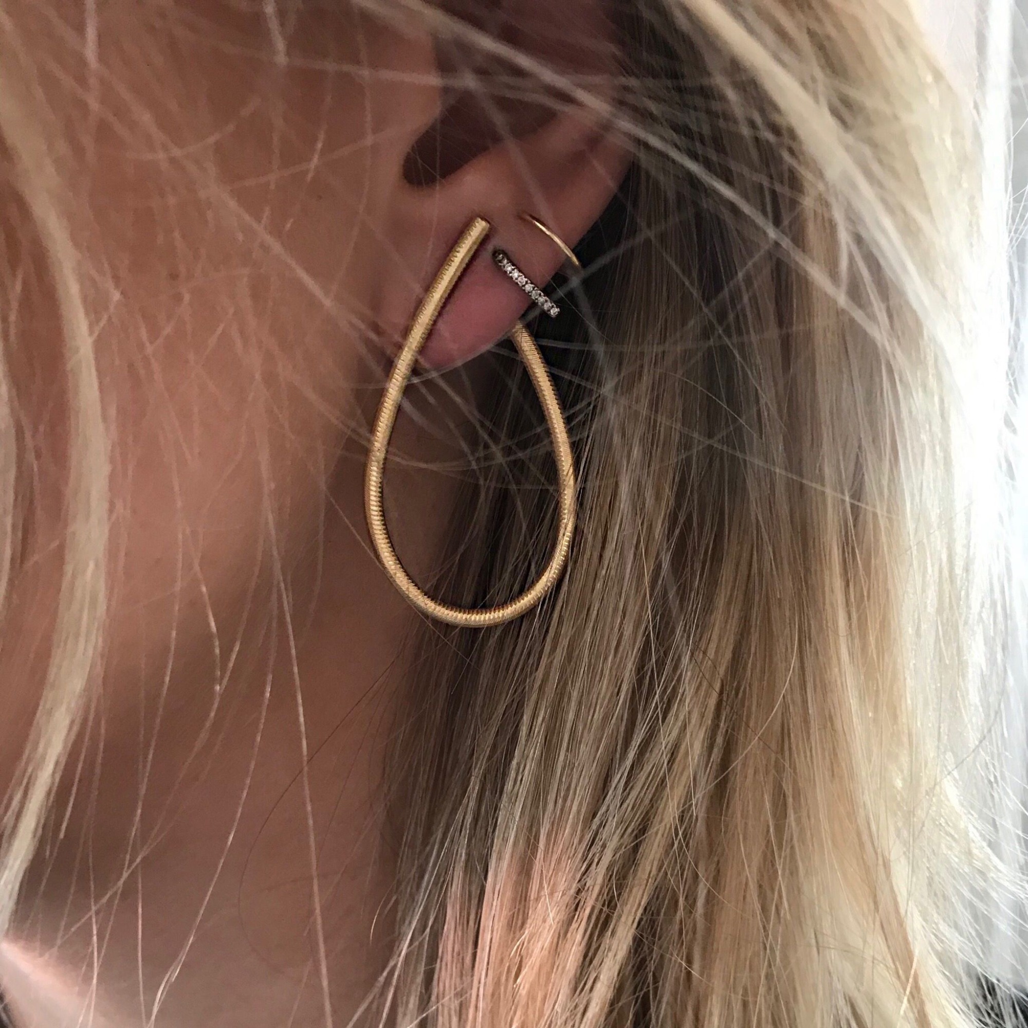 Fine Jewelry Customized 18K Gold Plated 925 Silver Large Kharisma Earrings for Women