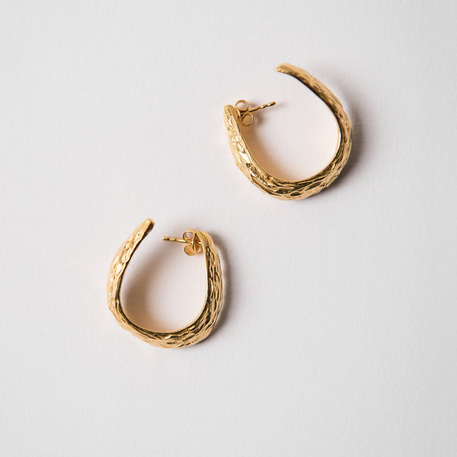 Vintage Jewelry 18K Yellow Gold Swirl Hoops Earrings in 925 Silver