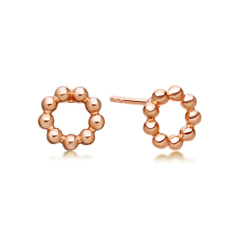 Dainty Sterling Silver Beaded Mini Round Stud Earrings