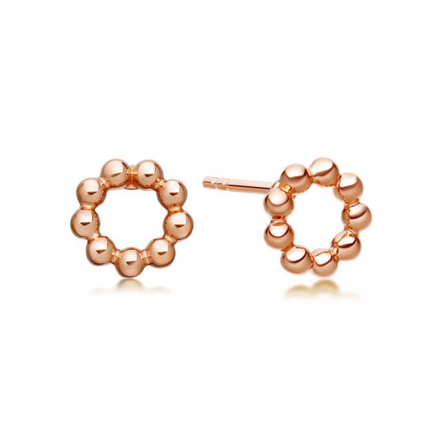 Dainty Sterling Silver Beaded Mini Round Stud Earrings