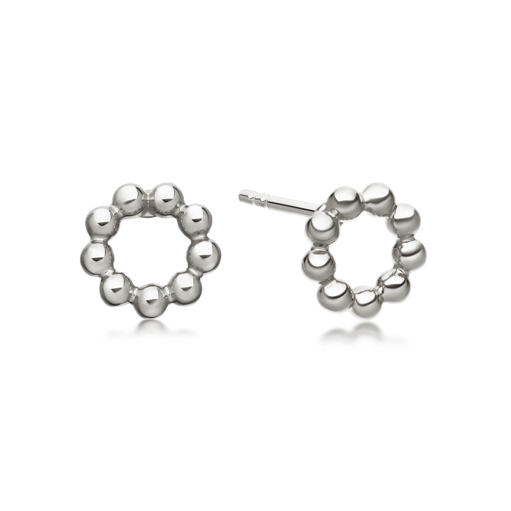 Dainty Sterling Silver Beaded Mini Round Stud Earrings