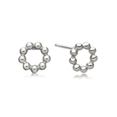 Dainty Sterling Silver Beaded Mini Round Stud Earrings