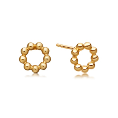 Dainty Sterling Silver Beaded Mini Round Stud Earrings
