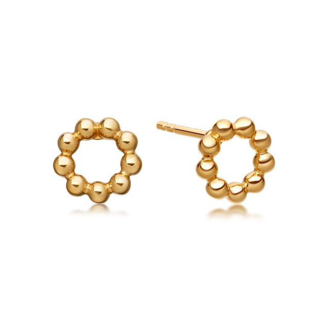 Dainty Sterling Silver Beaded Mini Round Stud Earrings