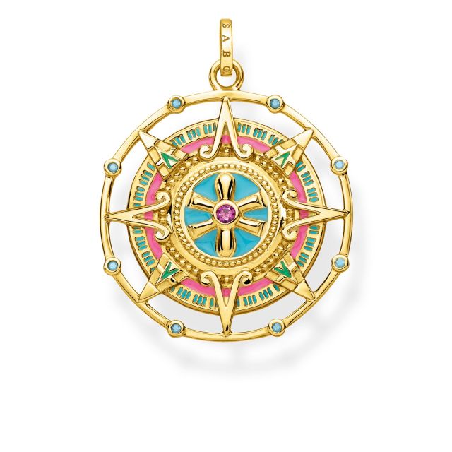 Customized 925 Sterlling Silver 18K Gold Plated Multicolor Enamel Mystical Aztec Symbolism Amulet Pendant PE843-973-7