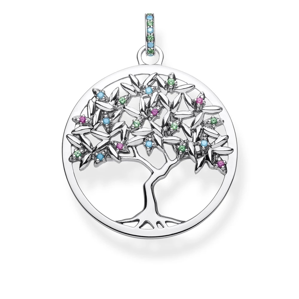 Ladies Thomas Sterling Silver Glam & Soul Paradise Multistone Tree of Love Pendant PE826-973-7
