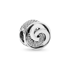 Two Tone Plated Sterling Silver Clear CZ Interlinked Circles Charm 792090CZ