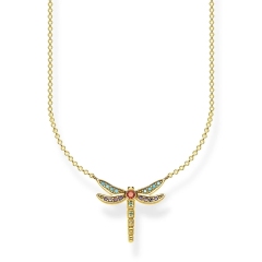 TS Jewelry Sterling Silver 18K Gold Plated Multistone Small Dragonfly Necklace KE1837-974-7-L45V