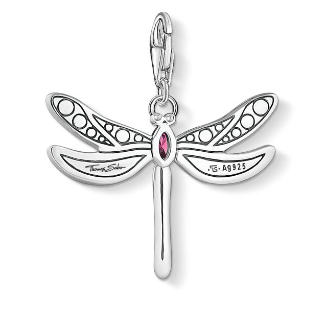 Charm Pendant Sterling Silver Mixcolor Cubic Zirconia Mother of Pearl Dragonfly Charm 1757-964-7