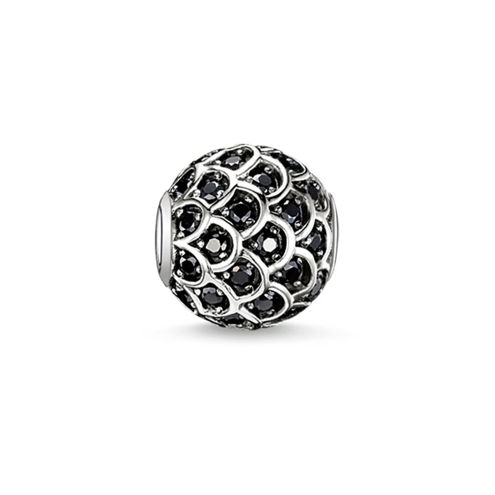 Brand Jewelry Sterling Silver Black Cubic Zirconia Bead "Black Fish" K0097-643-11