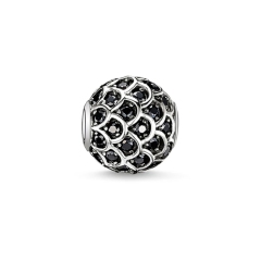 Brand Jewelry Sterling Silver Black Cubic Zirconia Bead "Black Fish" K0097-643-11