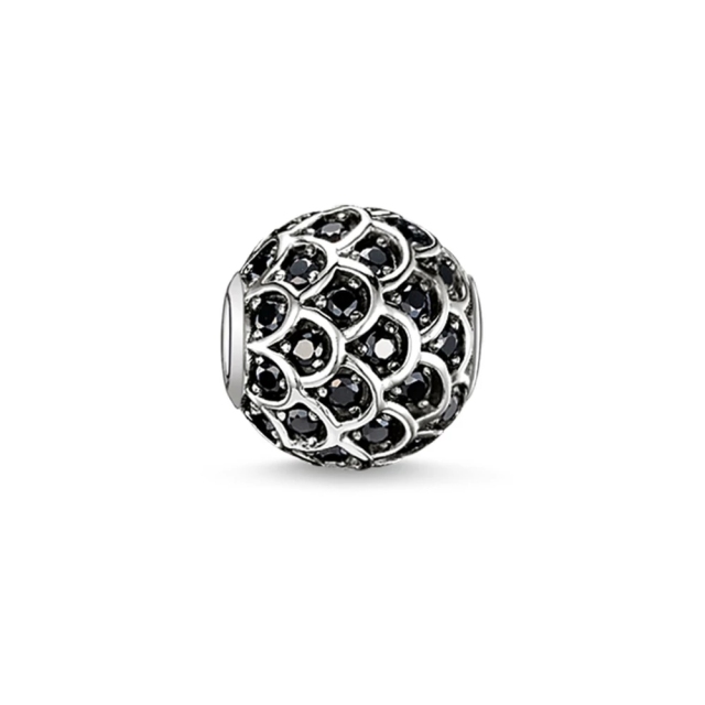 Brand Jewelry Sterling Silver Black Cubic Zirconia Bead "Black Fish" K0097-643-11