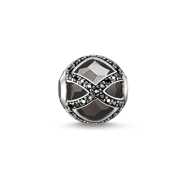 Custom Jewelry Sterling Silver Black CZ and Black Crystal Maharani Bead K0131-641-11