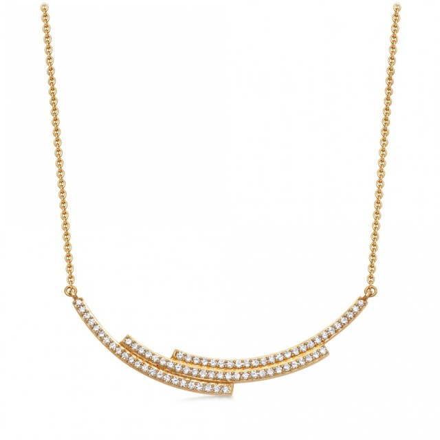 Landou Jewelry 925 Sterling Silver Large Icon Scala Cubic Zircon Necklace