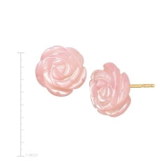 Pink Natural Monther-of-Pearl Flower Stud Earrings in 14K Gold