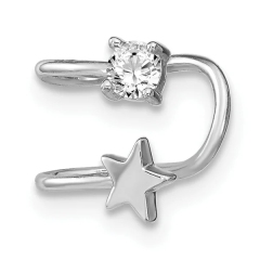 Landou Jewelry Sterling Silver Rhodium-plated CZ and Star Cuff Earrings