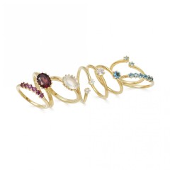Landou Jewelry 925 Sterling Silver Large Linia Rhodolite Ring