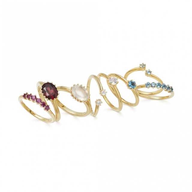 Landou Jewelry 925 Sterling Silver Large Linia Rhodolite Ring