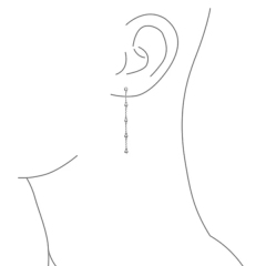 Minimalist Long Thin Linear CZ Cubic Zirconia by The Inch Dangle Prom Stud Earrings for Women 925 Sterling Silver