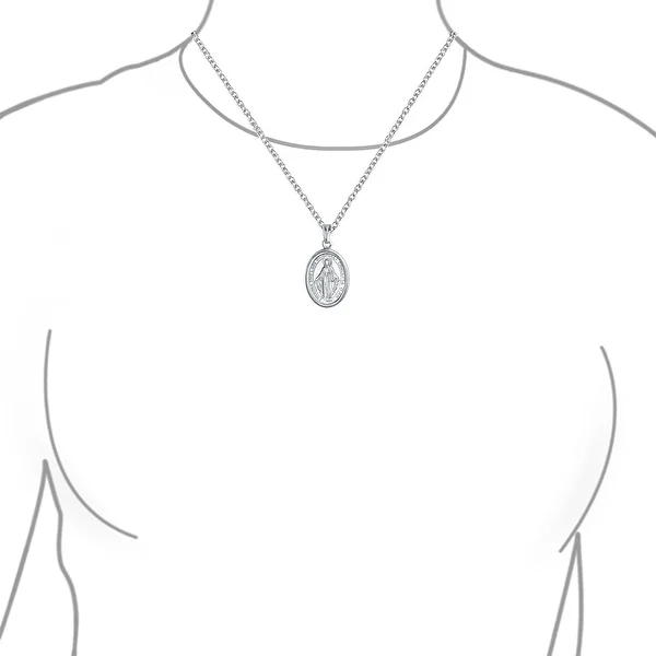 Religious Medal Oval Our Lady of Guadalupe Catholic Virgin Mary Pendant Necklace for Women for Men 925 Sterling Silver