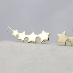 Landou Jewelry Sterling Silver Four Stars Earrings Climber