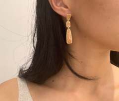 Geometric Drop Earrings, White Drop Earrings, Tear Earrings, Summer Jewelry, Teardrop Earrings, Long Enamel Earrings