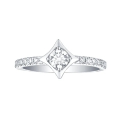 Landou Jewelry 925 Sterling Silver Cubic Zirconia Sparkle Solitaire Ring