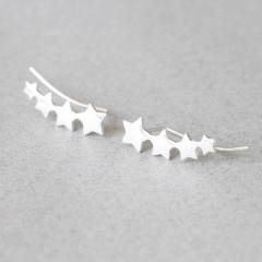 Landou Jewelry Sterling Silver Four Stars Earrings Climber