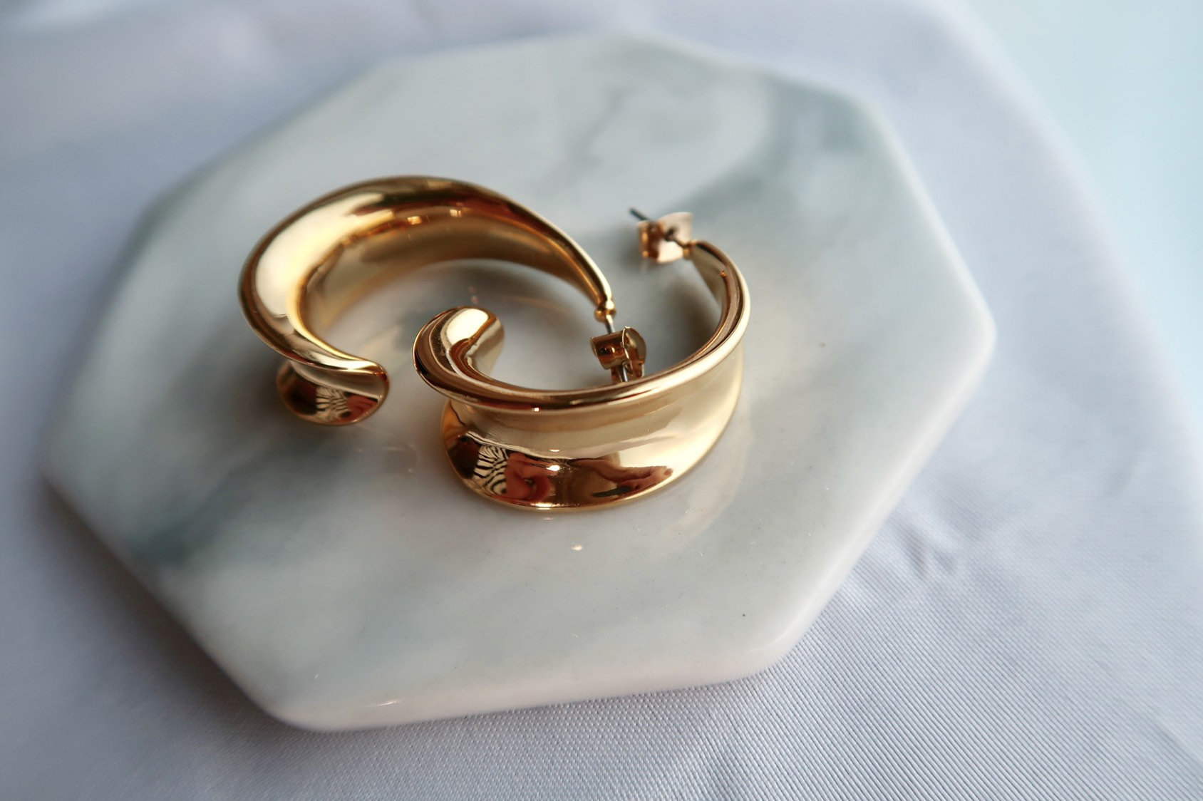 Gold Big Hoop Earrings, Vintage Chunky Gold Hoops, Dangle Hoops, Statement Earrings