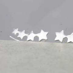 Landou Jewelry Sterling Silver Four Stars Earrings Climber