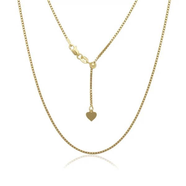 Italian Yellow or Rose Gold-plated Sterling Silver Adjustable 1.3mm 22-inch Box Chain