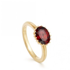 Landou Jewelry 925 Sterling Silver Large Linia Rhodolite Ring