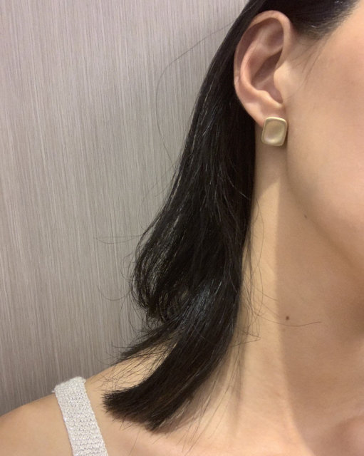 Matte Square Stud Earrings, Matte Gold Stud Earrings, Gold Stud Square Studs, Gold Retangle Earrings