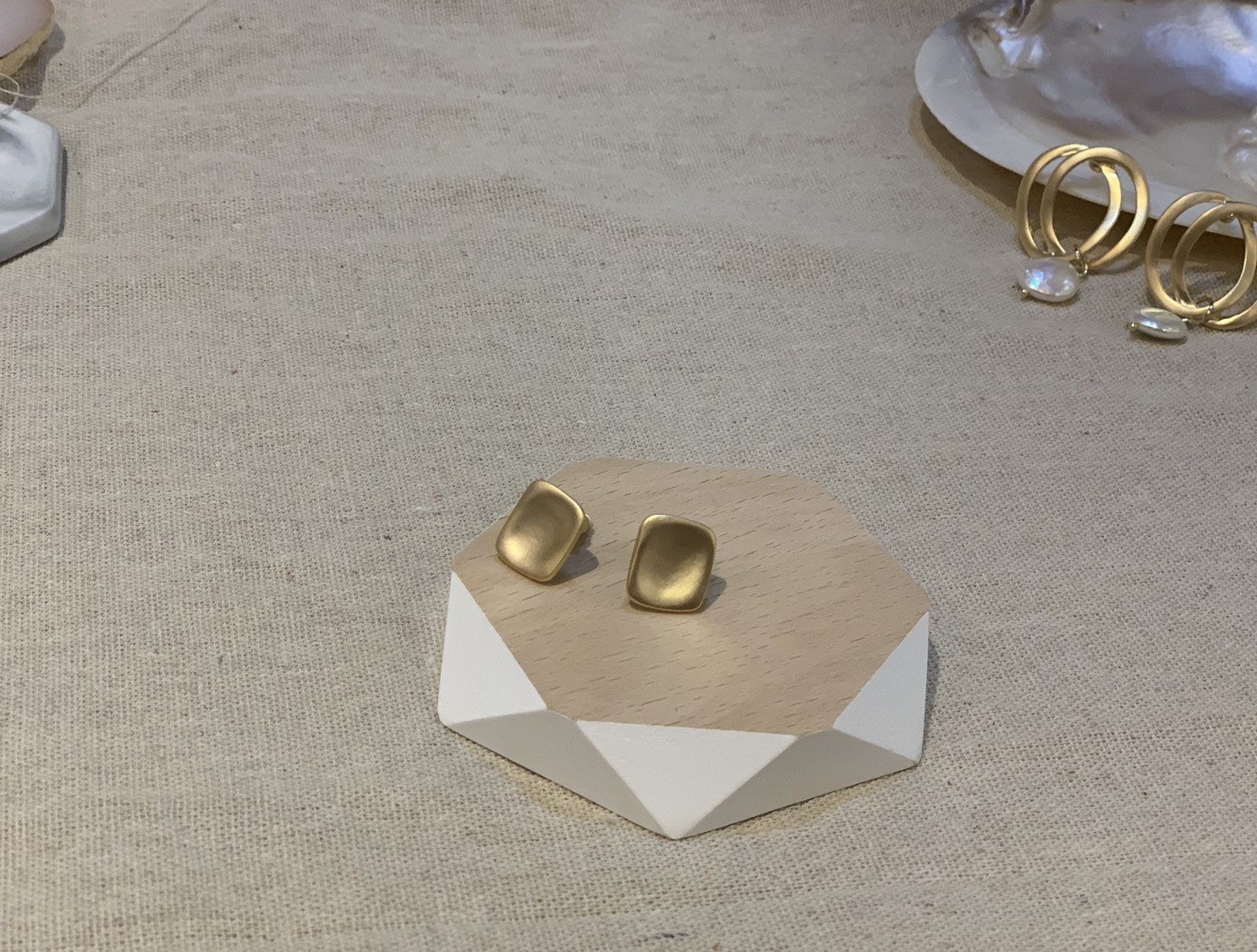 Matte Square Stud Earrings, Matte Gold Stud Earrings, Gold Stud Square Studs, Gold Retangle Earrings