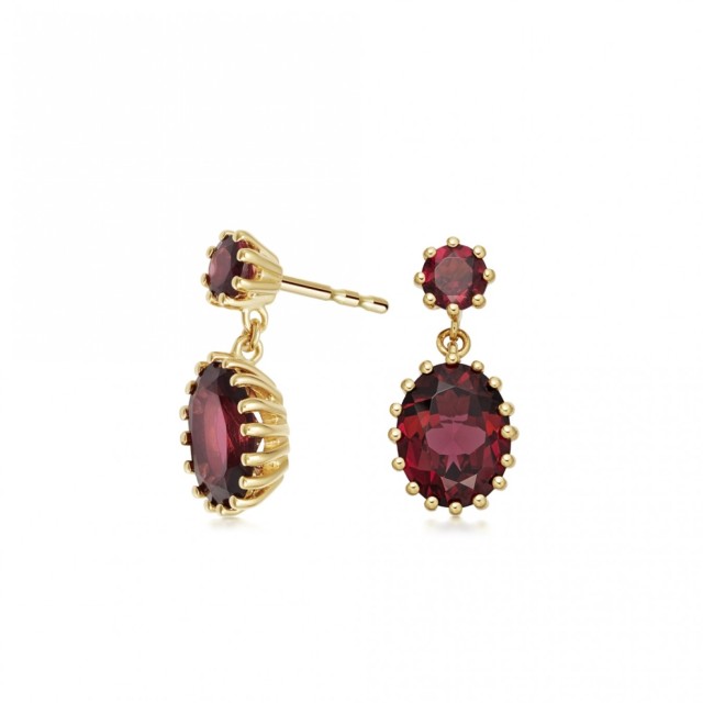 Landou Jewelry 925 Sterling Silver Garnet Drop Earrings Wholesale