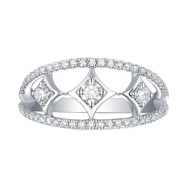 Landou Jewelry 925 Sterling Silver Cubic Zirconia Sparkle 3-Stone Ring