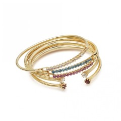 Landou Jewelry 925 Sterling Silver Ruby CZ Bangle