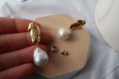 Genuine Baroque Pearl Earrings, Large Baroque Pearls, Real Pearl Earrings, Freshwater Pearl Earrings