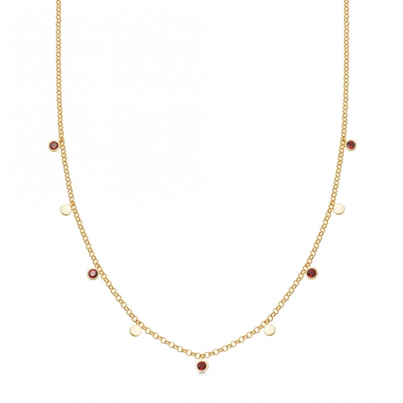 Landou Jewelry 925 Sterling Silver Garnet Droplet Necklace by Yard